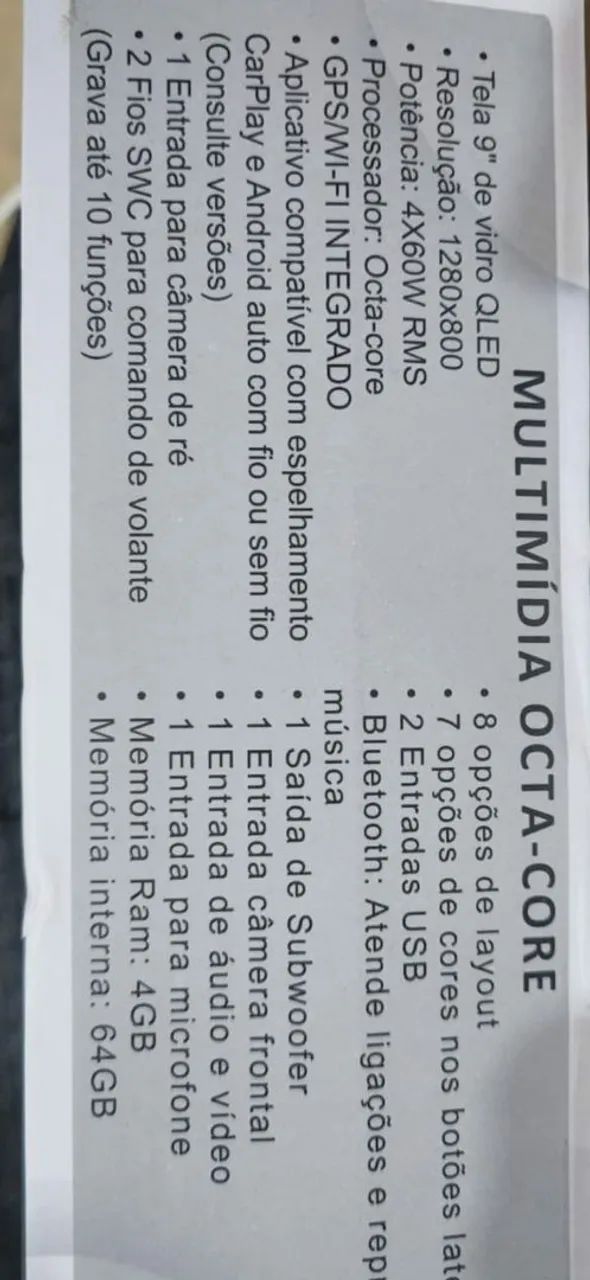 Multimídia carplay 9 polegadas zera  - Foto 2