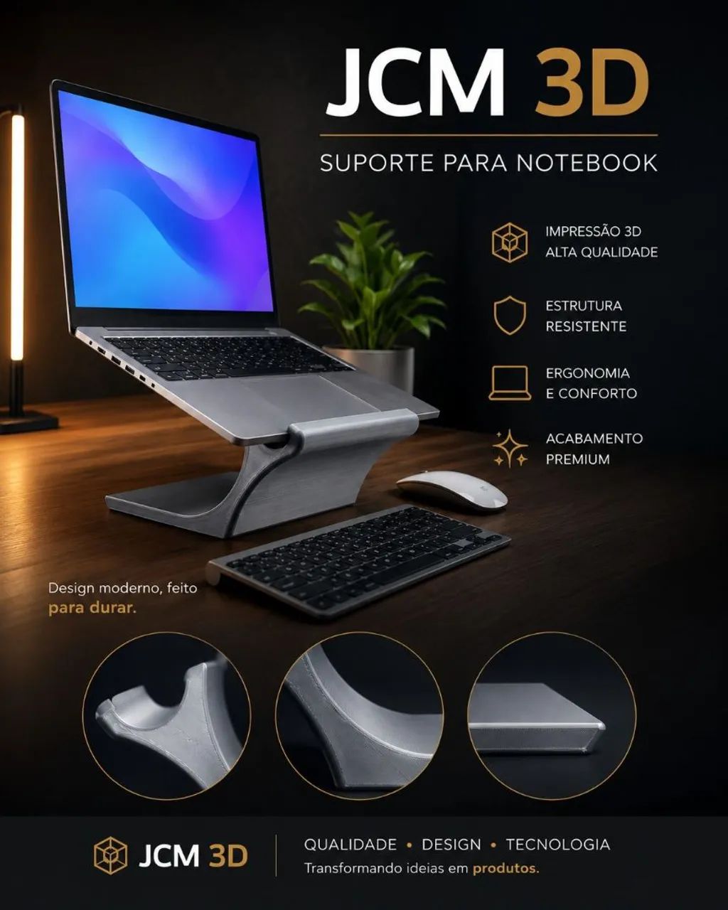 Suporte de Notebook em 3D - Ergonômico, Resistente e Personalizado