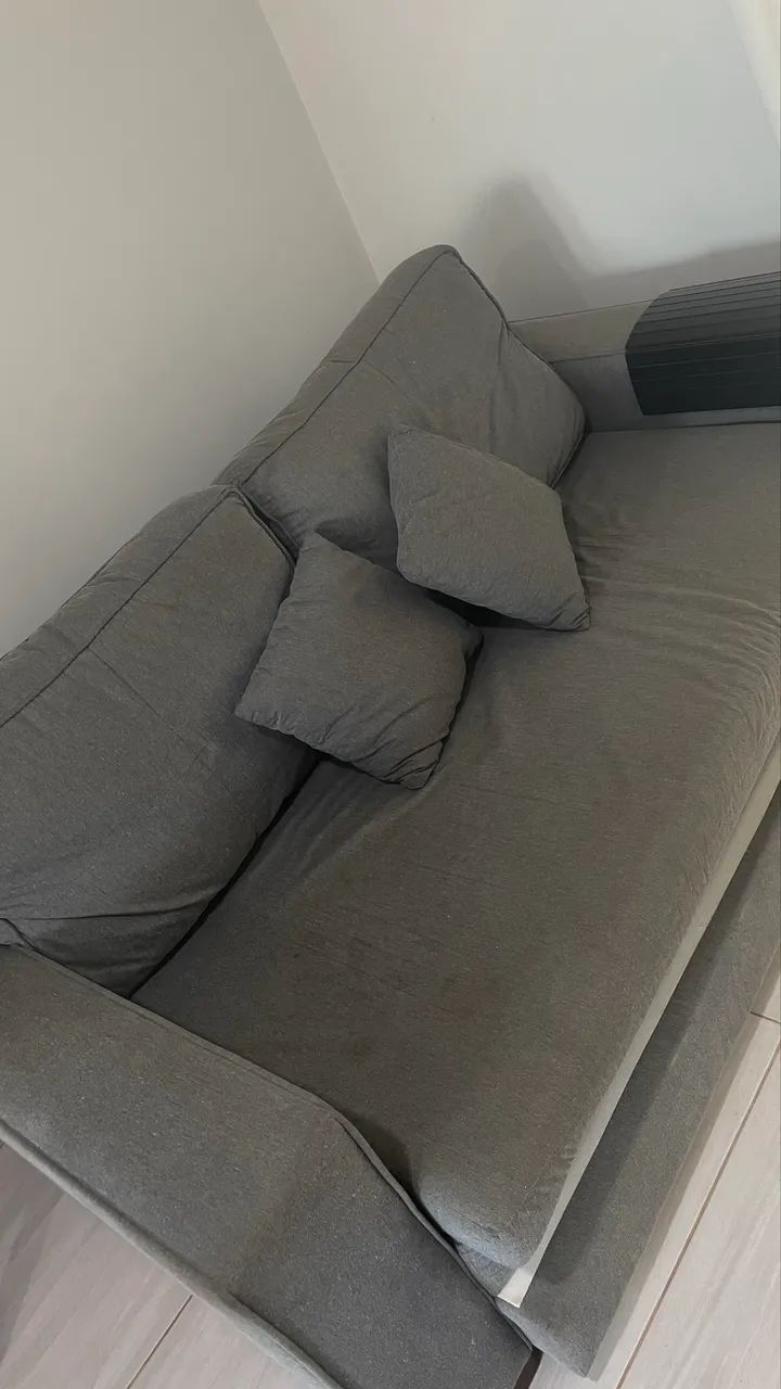 Sofá cama linho cinza 3 lugares  - Foto 3