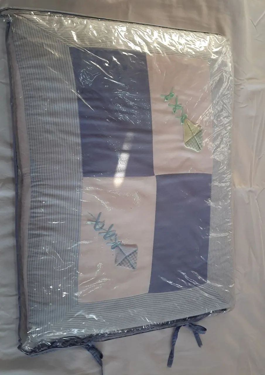 Kit protetor de berço menino 100% algodão