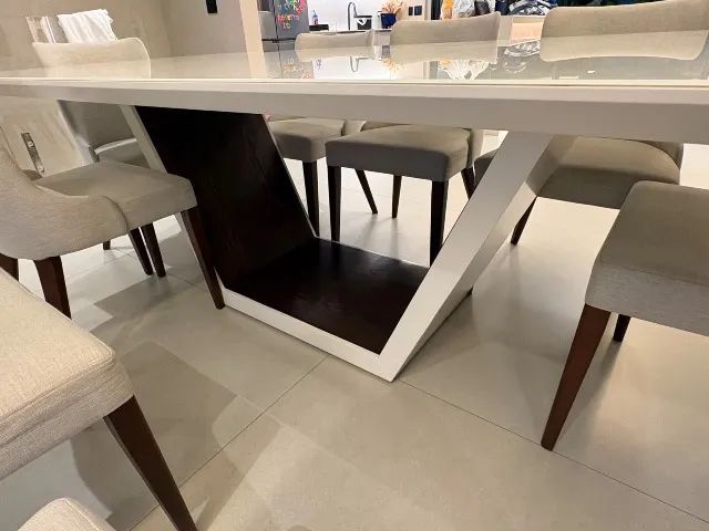 Mesa de Jantar Laca Branca com 8 cadeiras - Foto 2