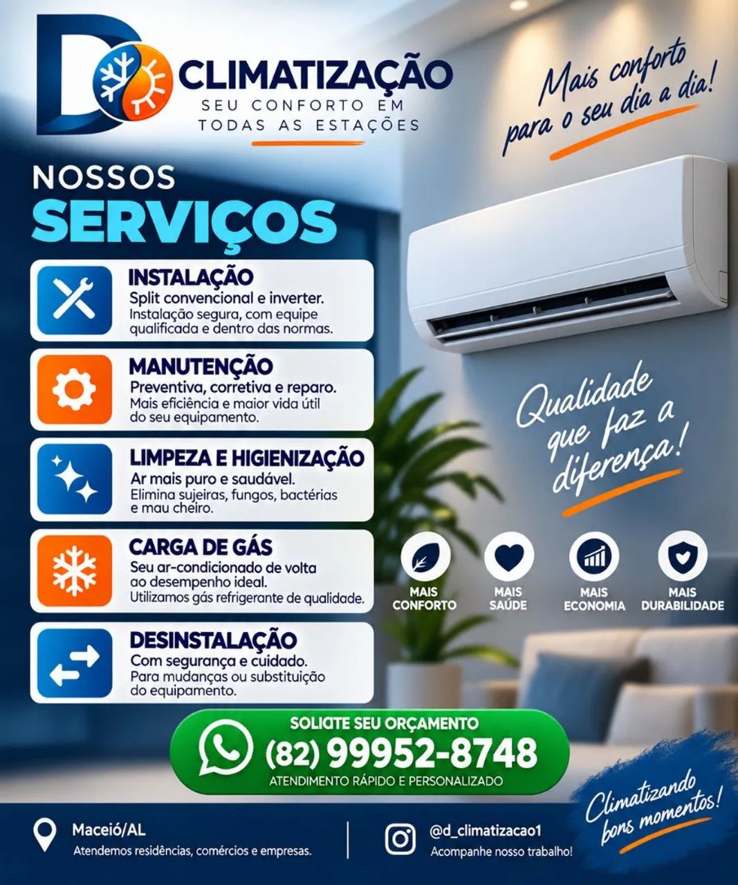Instalação e manutenção de ar condicionado