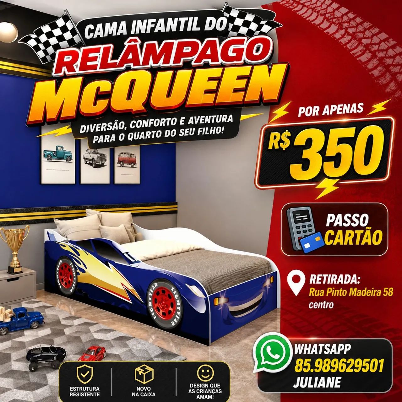 Cama infantil Relâmpago Mcqueen NOVA