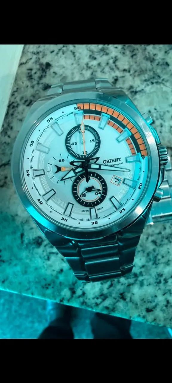 Orient cronógrafo aço inox 