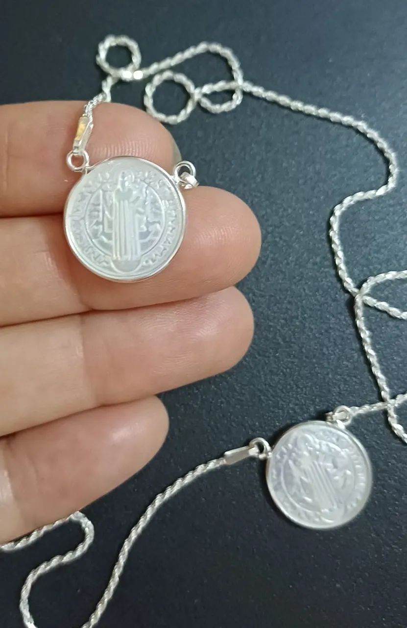 São Bento. Escapulario de prata 925
