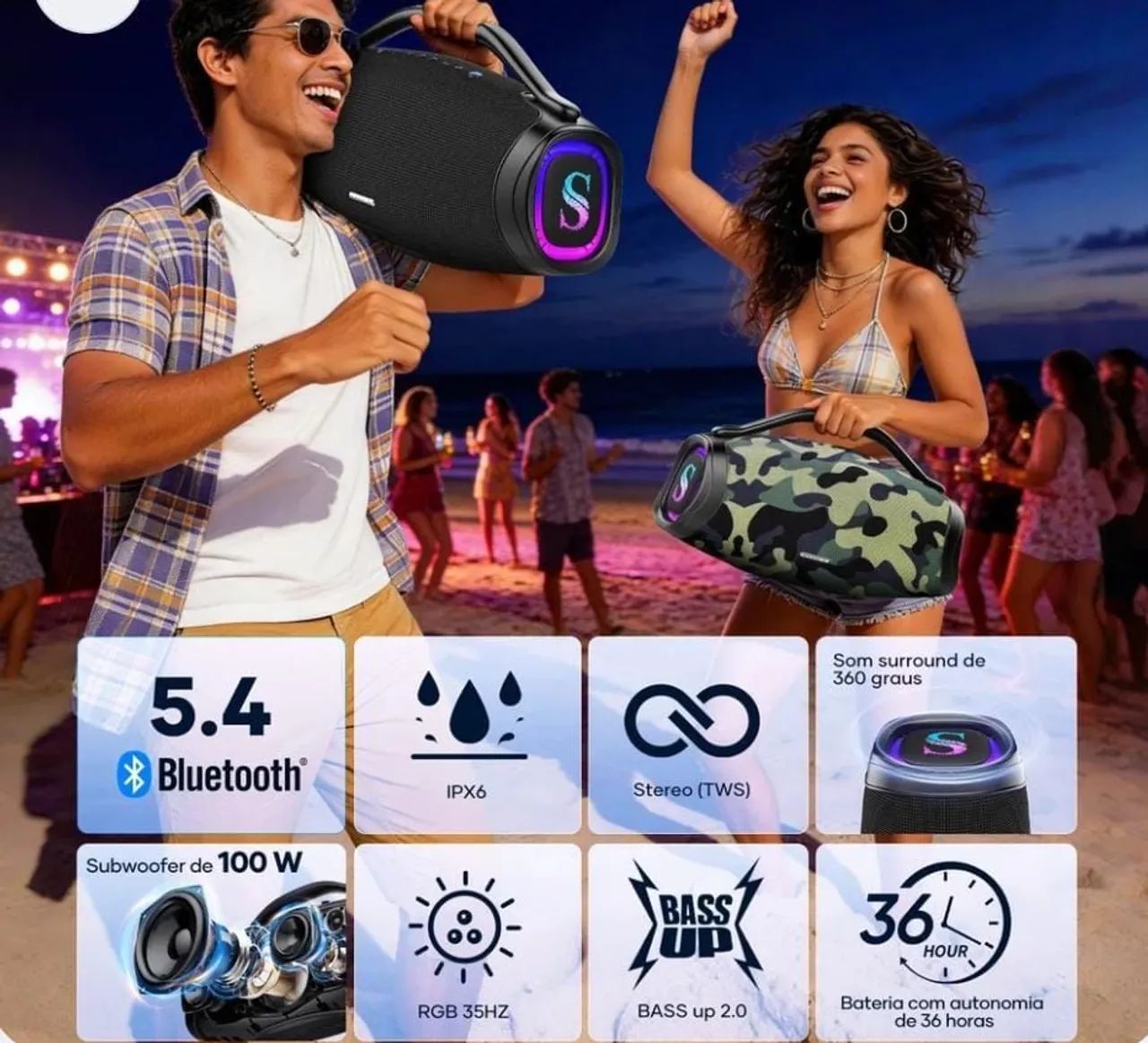 Caixa de som Bluetooth sabala Dr 300  potência 200w rms - Foto 5