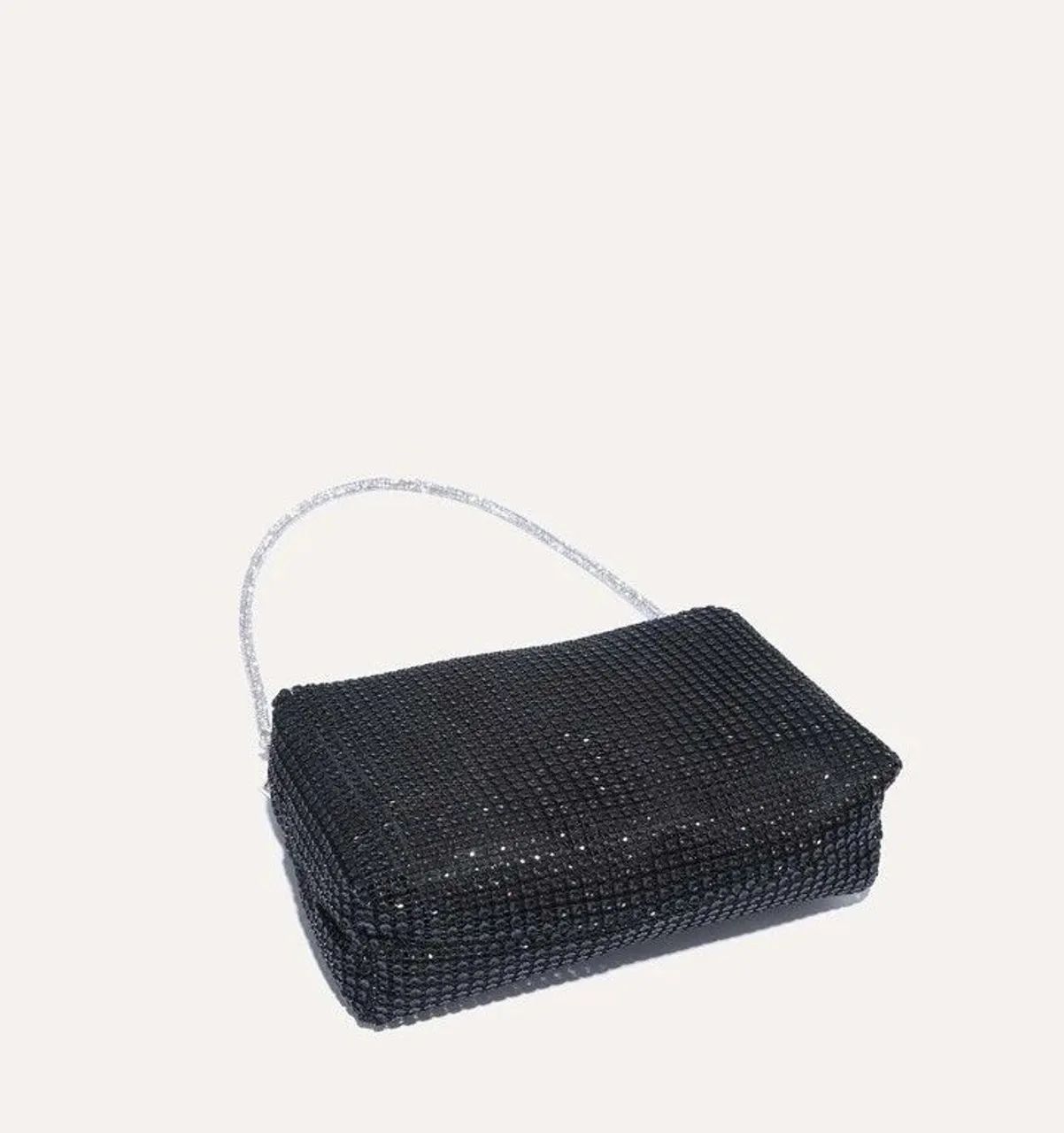 Bolsa de festa preta com alça de strass e alça de corrente - NOVA - Foto 3
