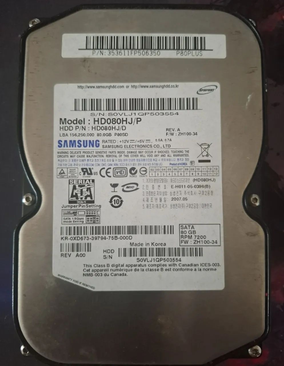 Hd Samsung 80gb Sata