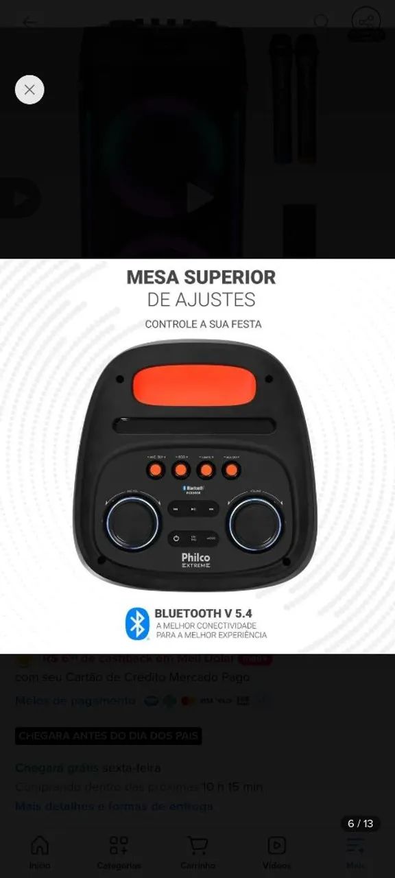 Caixa de som com karaokê philco  - Foto 4