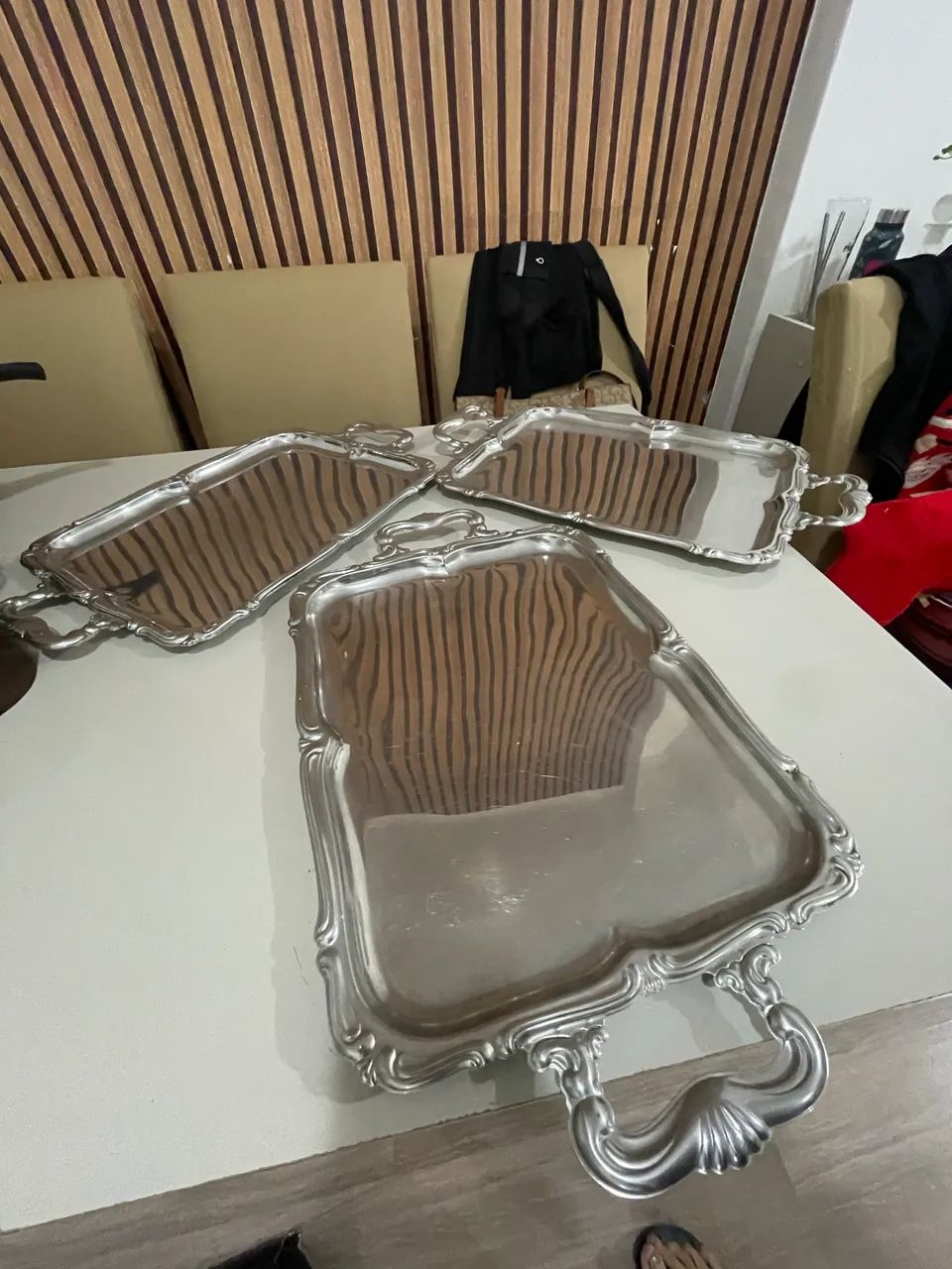 Conjunto bandeja prata servir inox - Foto 3