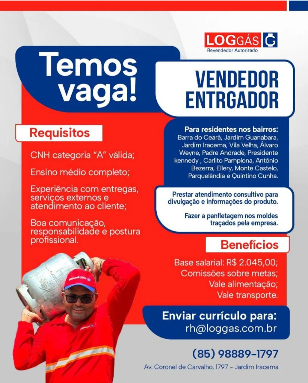 Vaga para motoqueiro entregador.