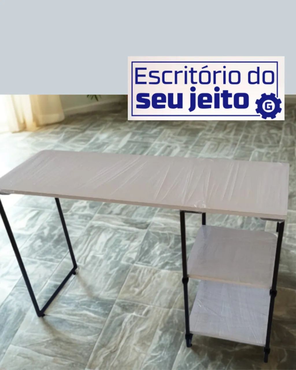 Escrivaninha 1,1m NOVA Mesa Estilo Industrial Multiuso para Computador Notebook de Estudo - Foto 2