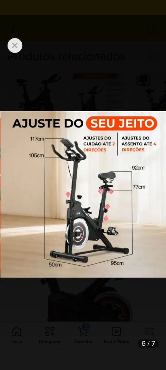 Bicicleta ergométrica suporta 120kg - Foto 2