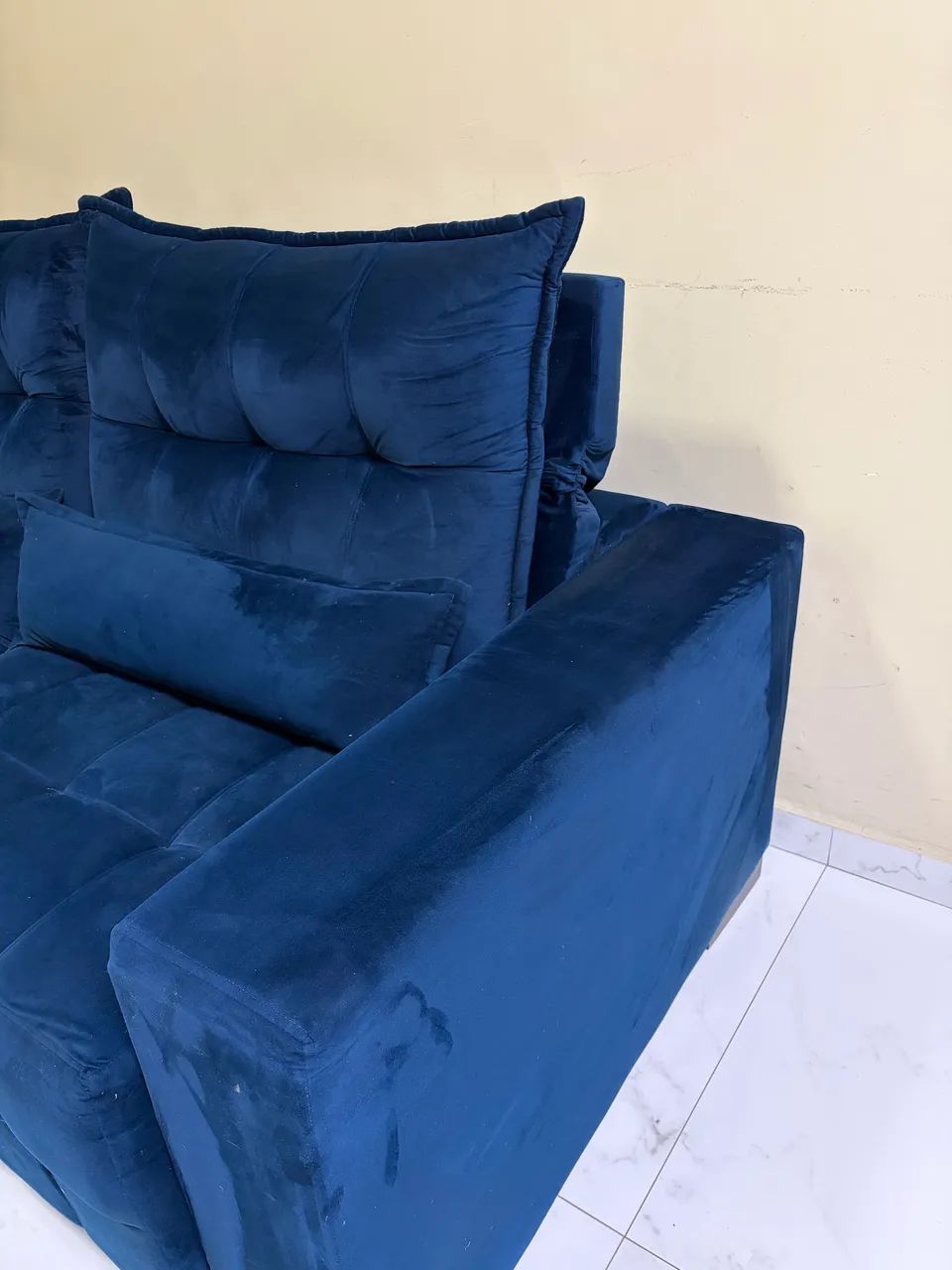 Sofá Retrátil/Reclinável 2,00M Suede Velut Lavável Azul Marinho - Foto 4