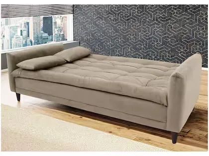 Sofá-cama Casal 3 Lugares Sofia Suede Bege - Foto 4
