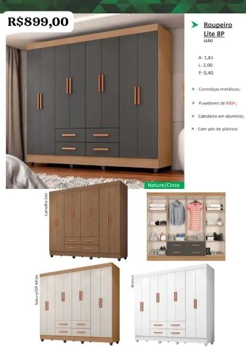 Guarda roupa 8 portas 