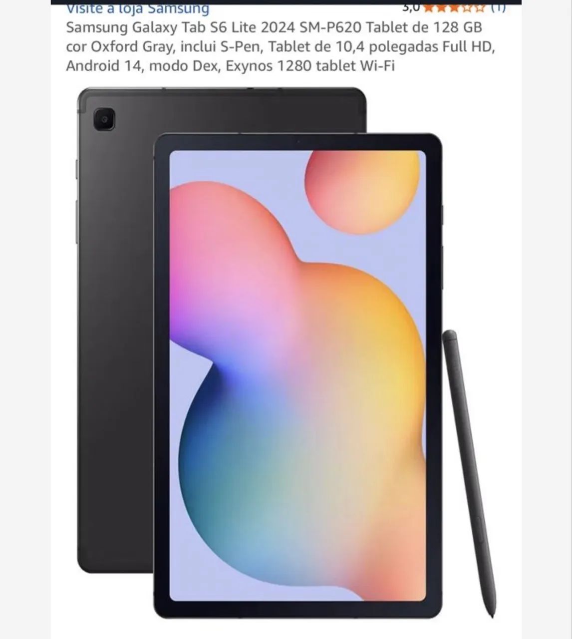 Tablete Samsung 10.1 polegadas 128 gigas 