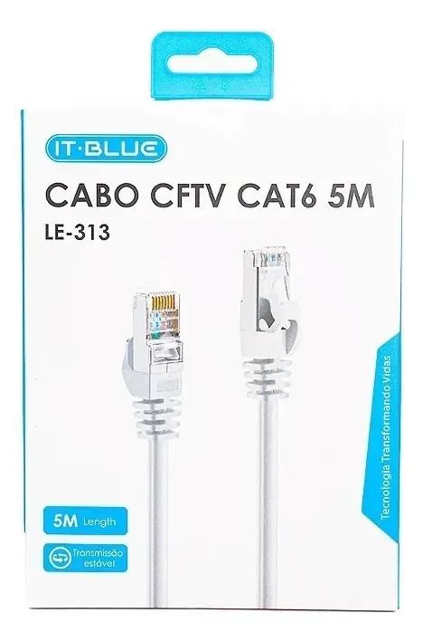 Cabo De Rede It-blue Le-313 Cat6 5m Branco Acinzentado - Foto 2