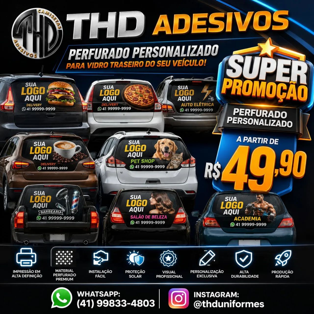 Adesivo de Vidro de carro Perfurado personalizado