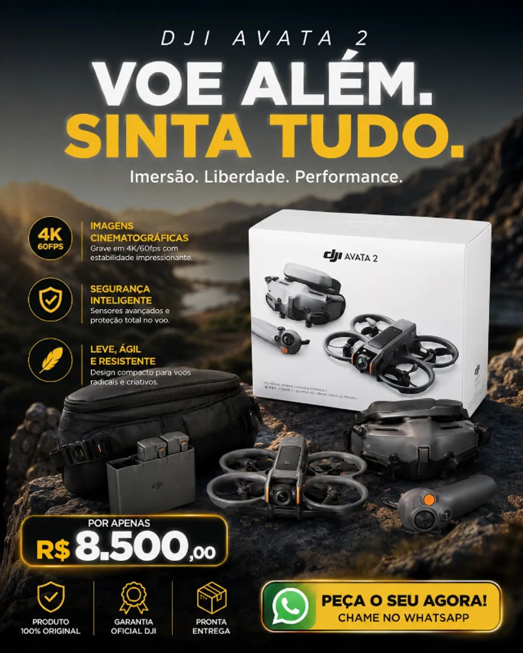AVATA 2 COMO FLYE MORE 3 BATERIAS NOVO