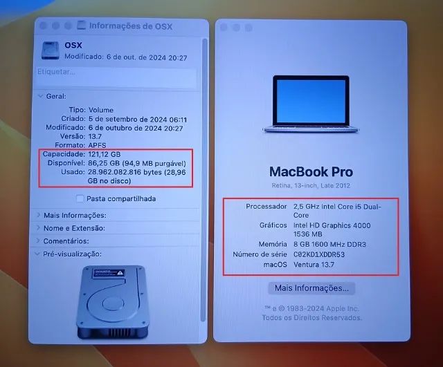 MacBook Pró A1425 - Retina 2012 | 120GB SSD | 08GB RAM - Notebooks