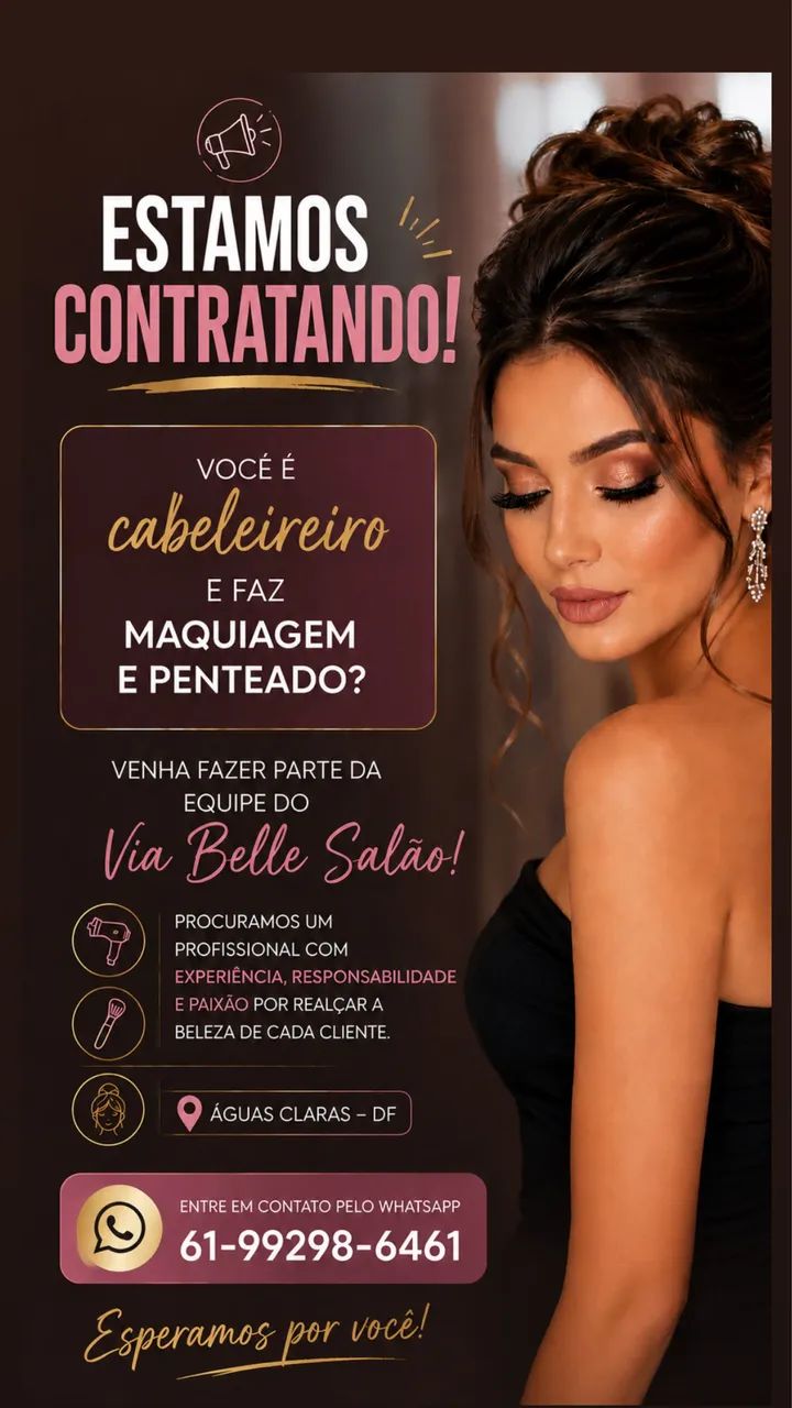 Vaga para Cabeleireiro , maquiador e penteadista