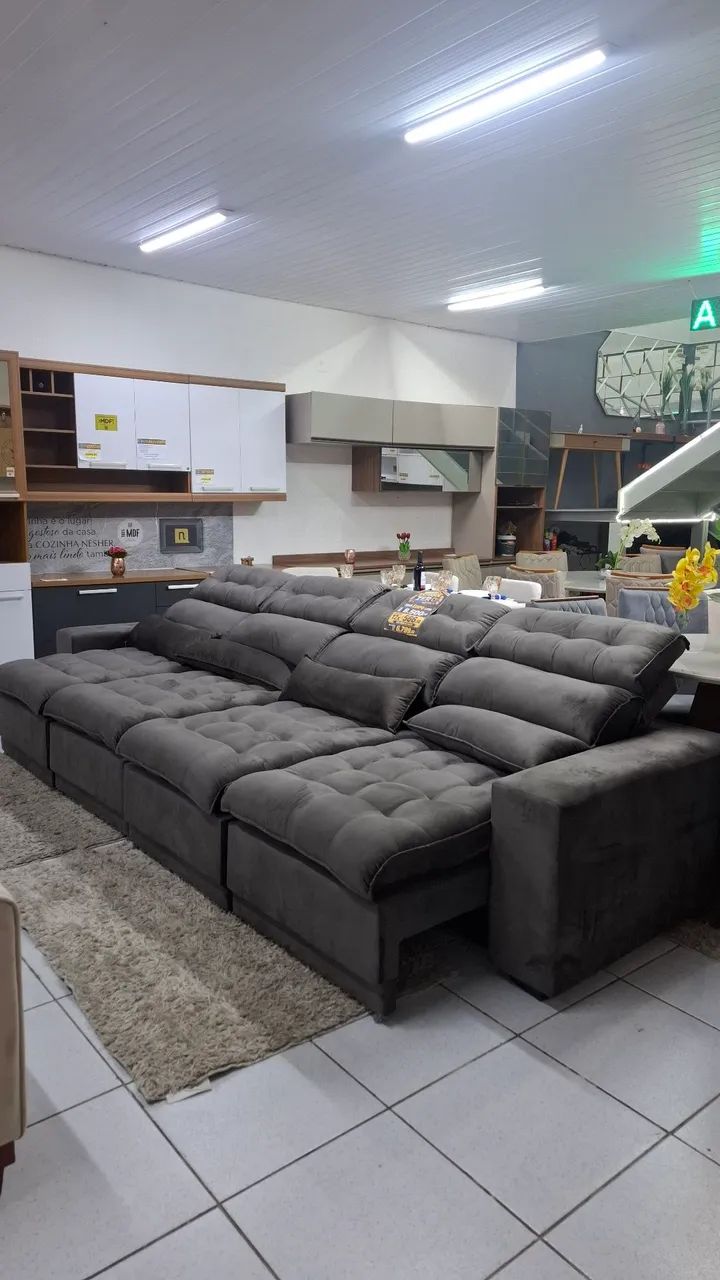 Sofá retrátil e reclinável tamanho família 3.60M com molas