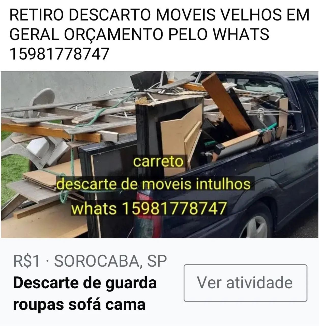 Transporte carreto descarte