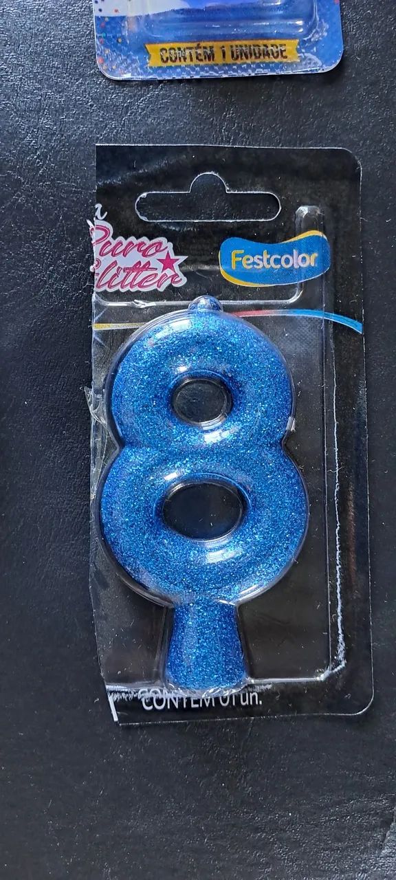 Vela de aniversário azul brilho