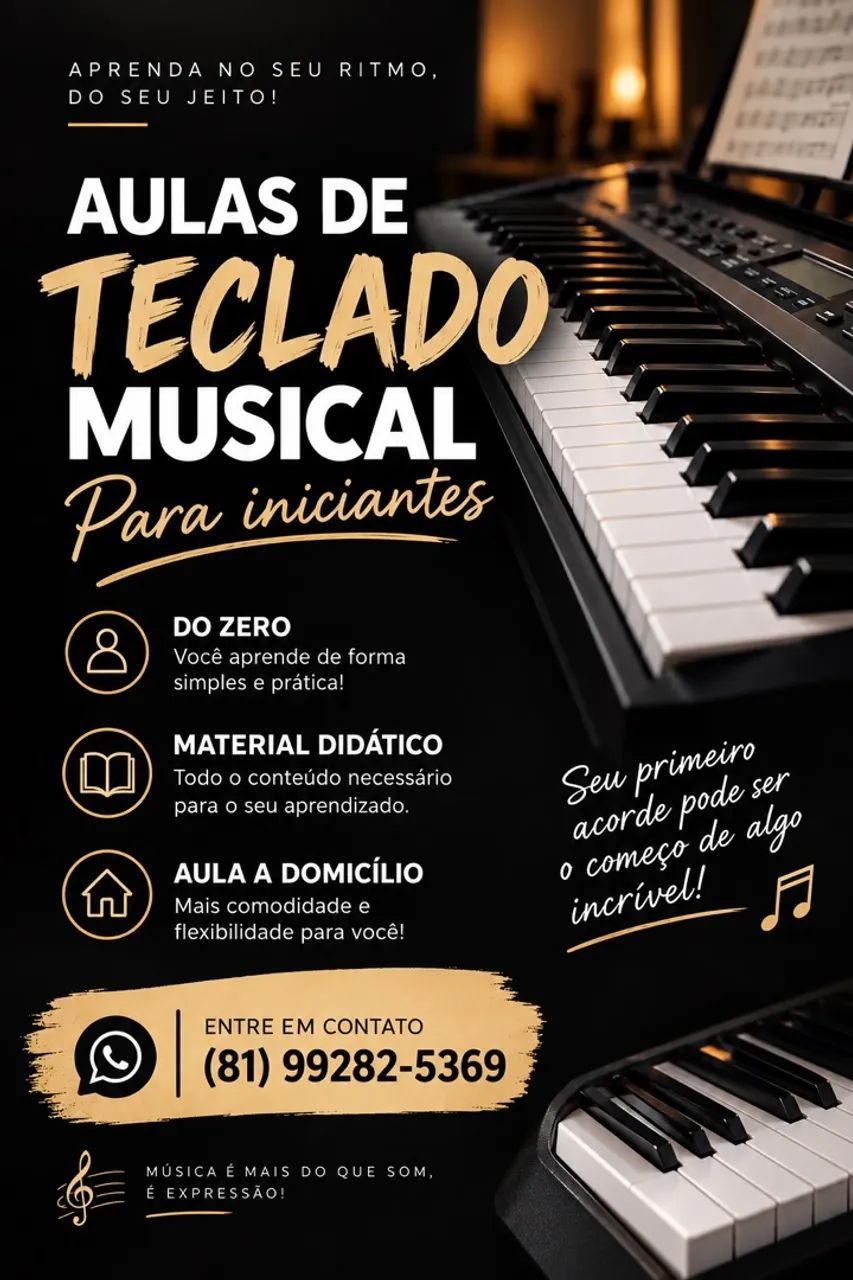 Aula de teclado iniciantes a domicílio 