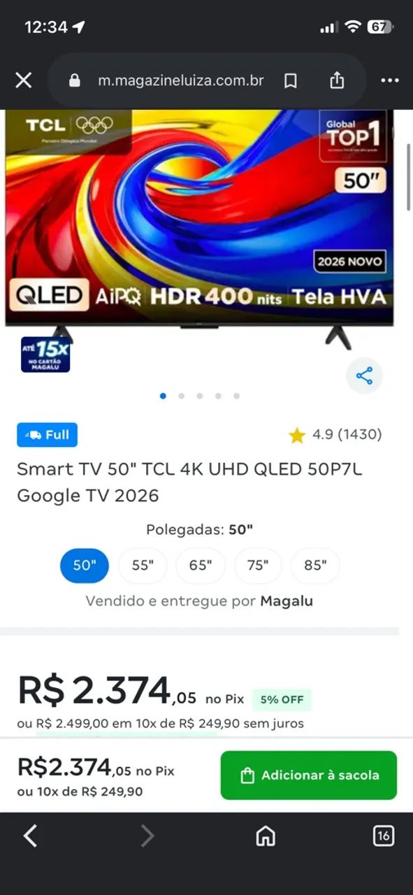 Smart Tv TCL 50? UHD QLED - Foto 2