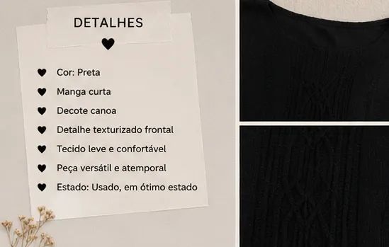 Blusa Preta Tricot - Foto 2