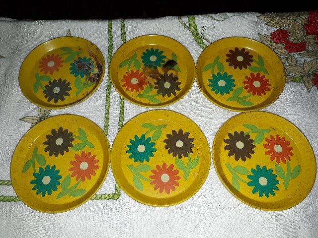 Conjunto de porta-copos antigo metálico - Foto 3