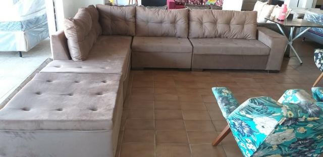 Sofa de canto gigantesco 3.32x2.06 puff incluso apenas 1499 a vista ou 10x159 nos cartoes - Foto 3