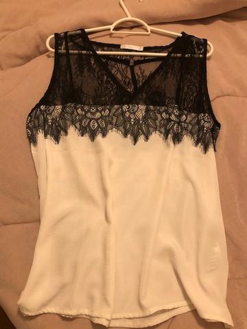Blusa Branca Mosaico social tecido viscose Tam: M/G