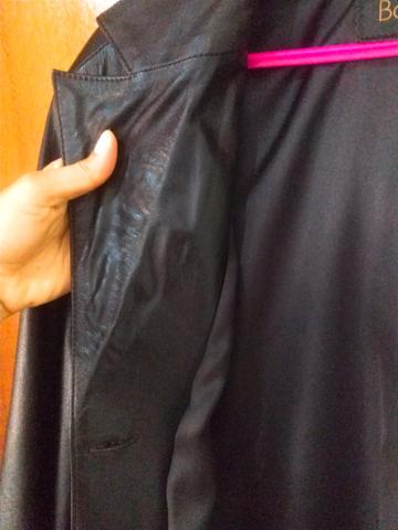 Sobretudo preto de couro legítimo veste 46 - Foto 6