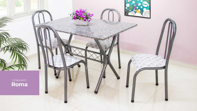 Conjunto com 4 cadeiras mesa granito = pronta entrega!