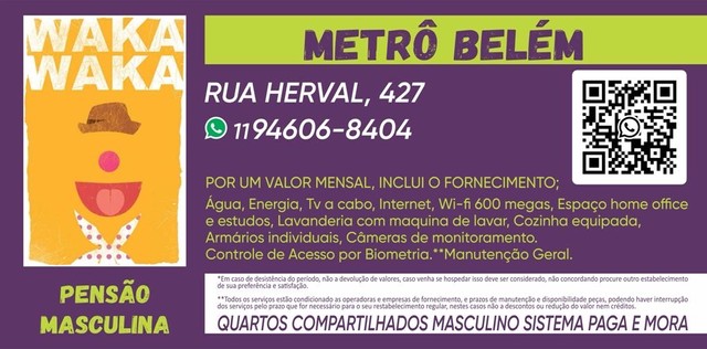 650 metros do Metrô Belém (8 minutos a pé)