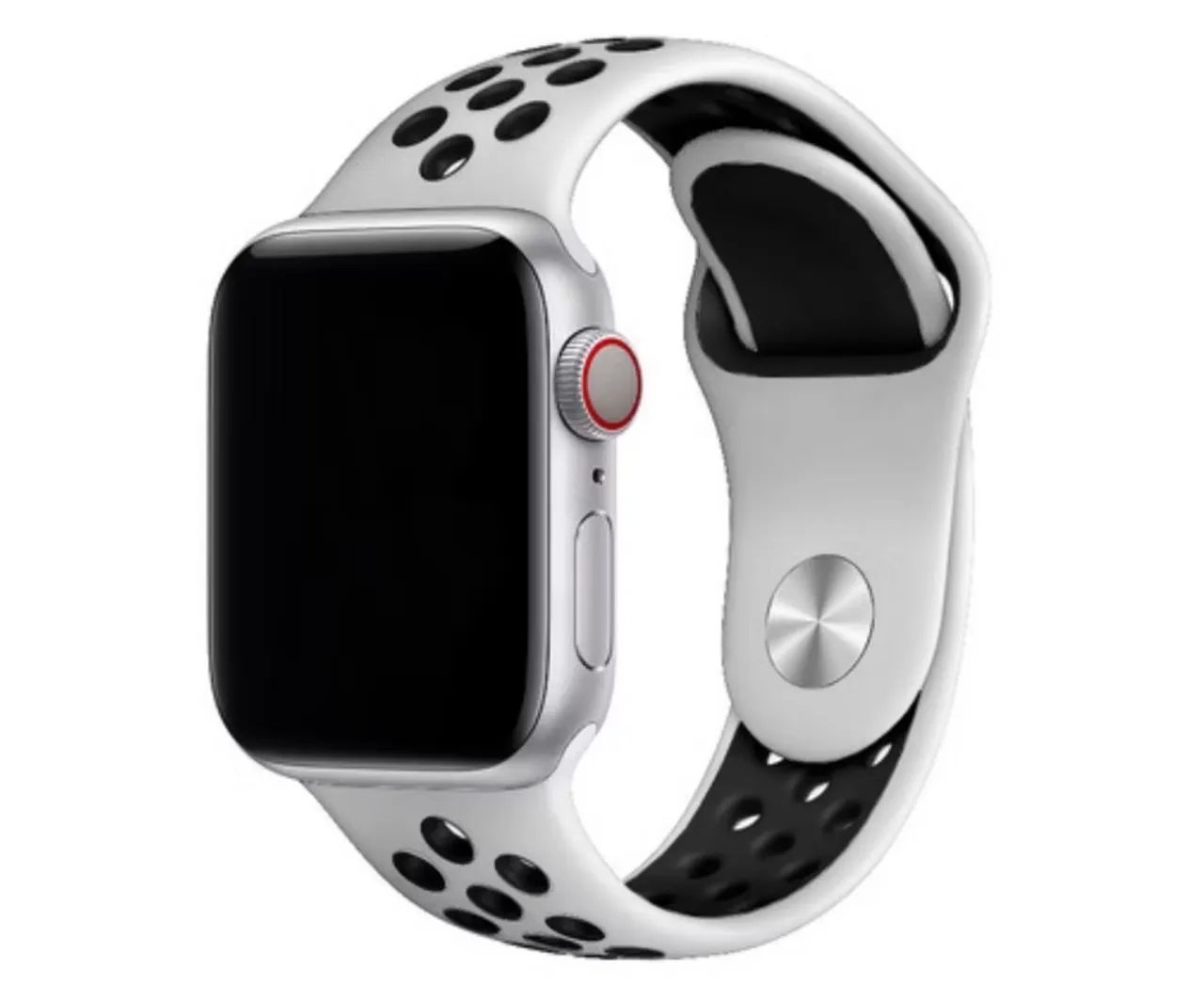 Pulseira Apple Watch Branco com Preto furadinha Linda Nova sem uso ! 