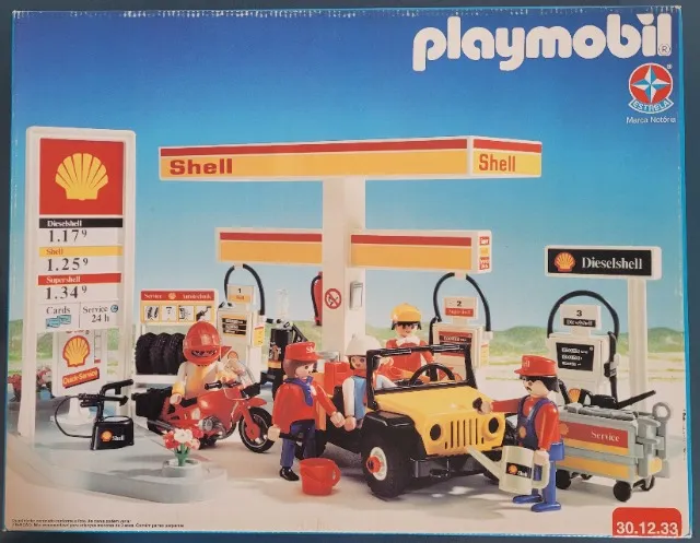 Playmobil Posto de Combustível Shell Completo + Catálogo + Itens Extras