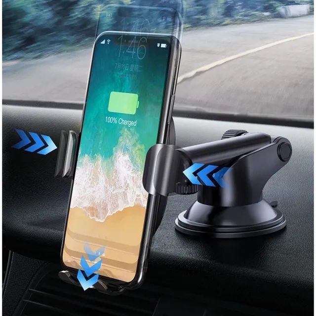 Suporte Celular Gps Carro Veicular Trava Automática Resistente Ajuste Rotação Base