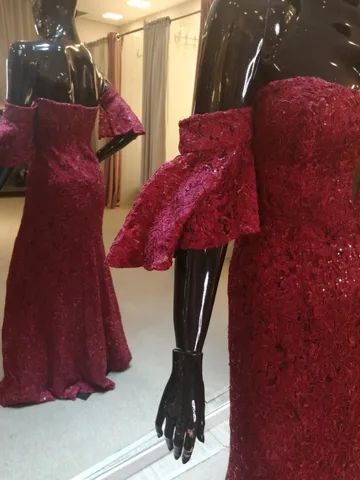 Vestido de festa longo Renda Vermelho - P - Foto 5