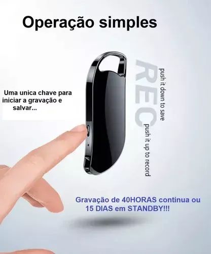 Mini Gravador Voz Som Chaveiro Micro Escuta 32g - Foto 2