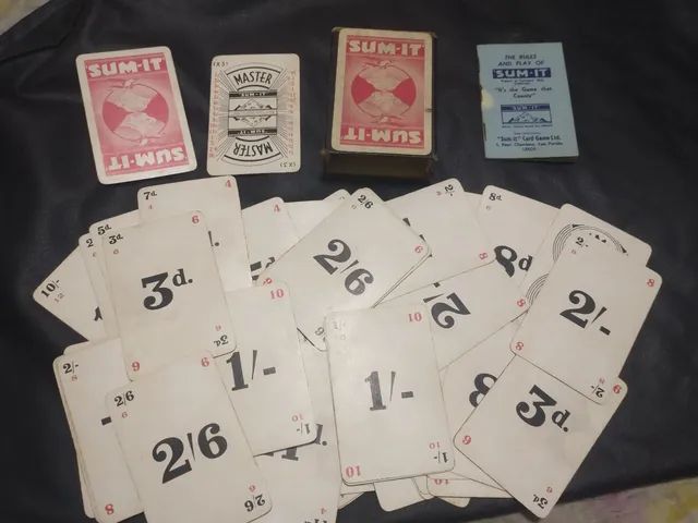 Jogo de cartas Sum-it Jogo de moeda pré-decimal vintage  - Foto 5