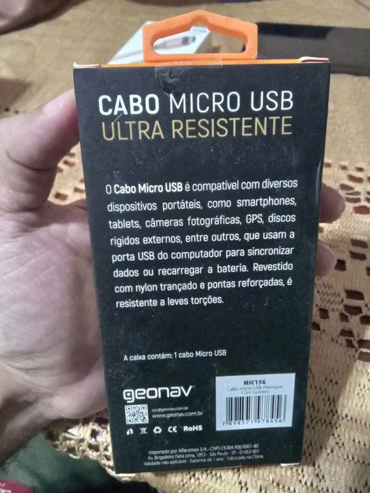 Cabo micro USB trançado em nylon ultra resistente 1,5 m lacrado! - Foto 2