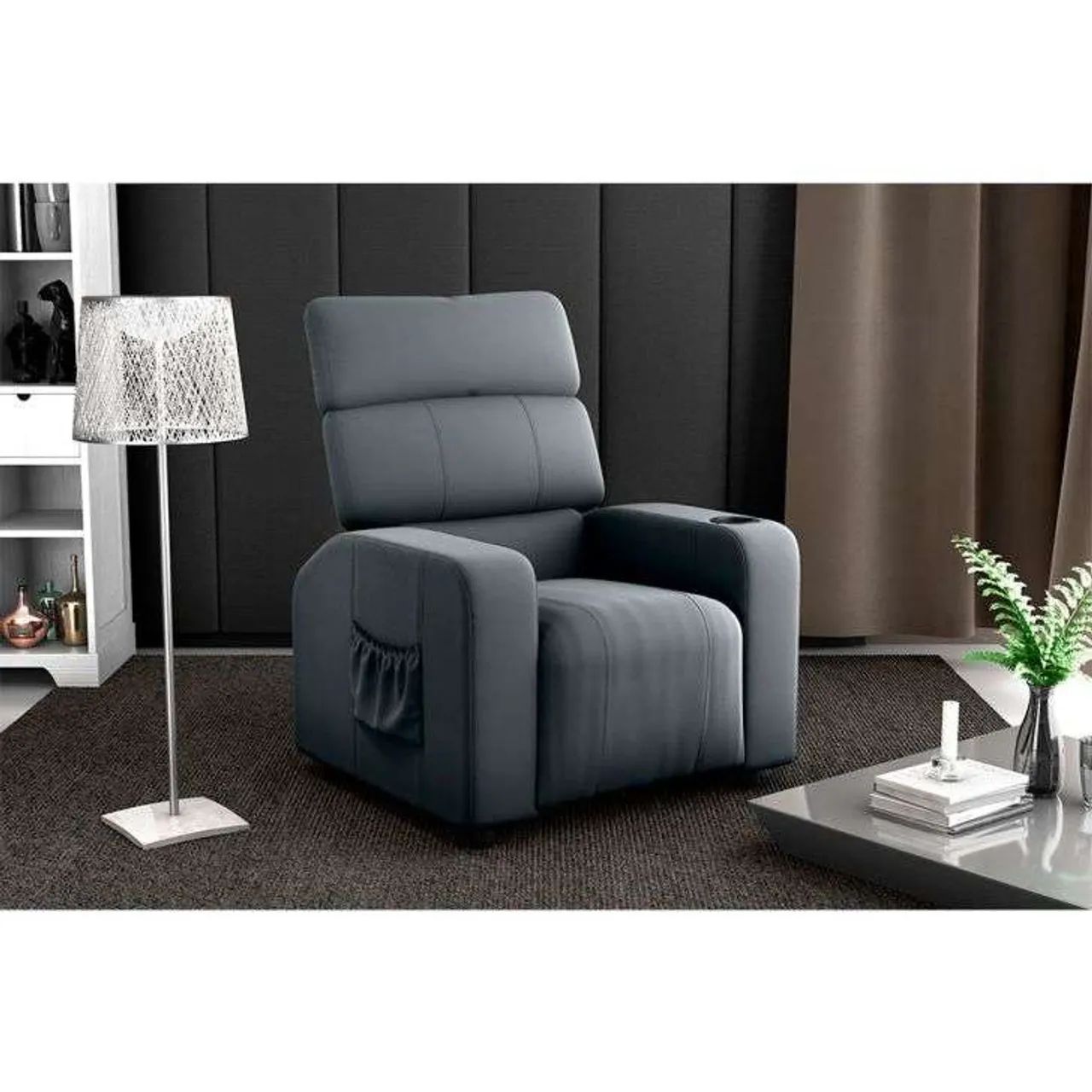 Poltrona do Papai Reclinável com Porta Copo Design Moderno r432