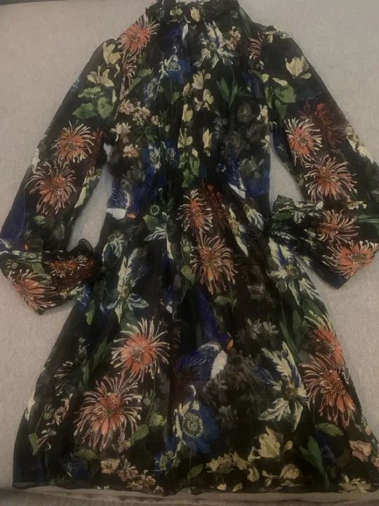 Saída de praia Zara elegante, estampada transparente M