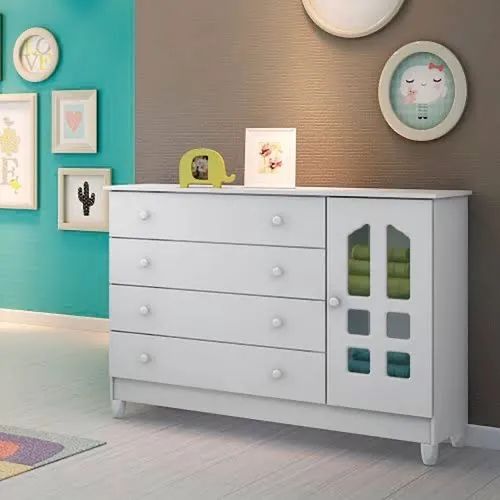 Comoda Infantil 4 Gavetas Nova Branco