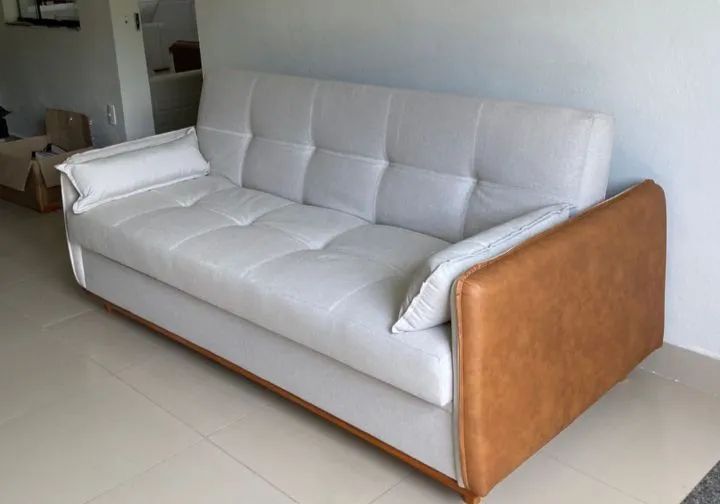 Sofá cama luxo com baú 