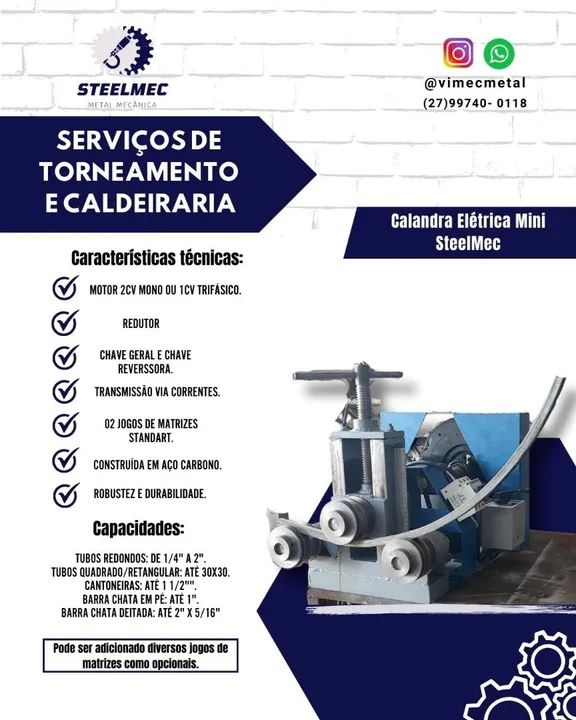 Calandra Elétrica SteelMec EL01 - Torneamento e Caldeiraria - Foto 2